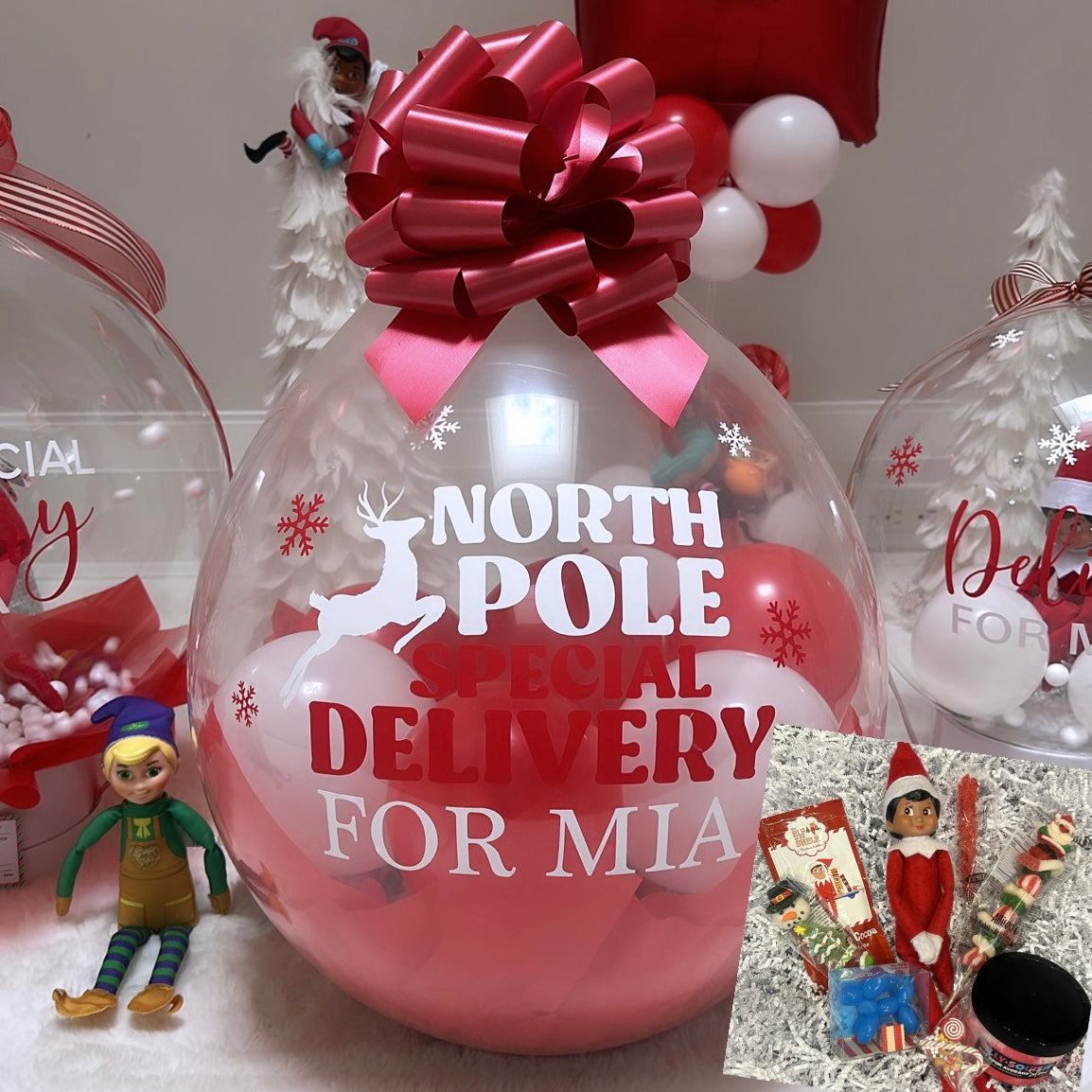 CUSTOM BALLOON - ELF POP BALLOON WITH SLIME (PRICE DOES NOT INCLUDE ELF)