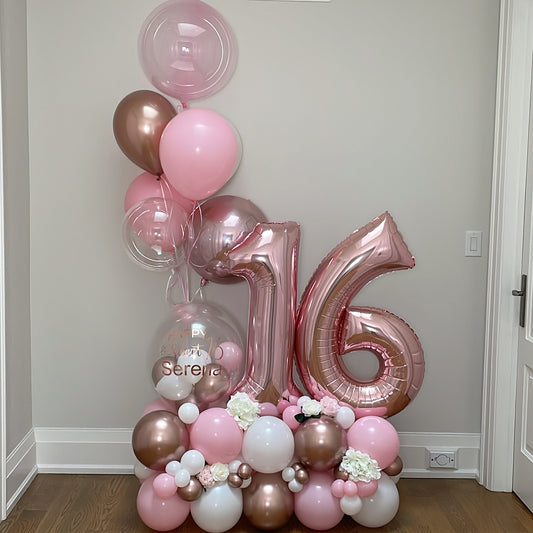 BALLOON ARRANGEMENT WITH FLORAL