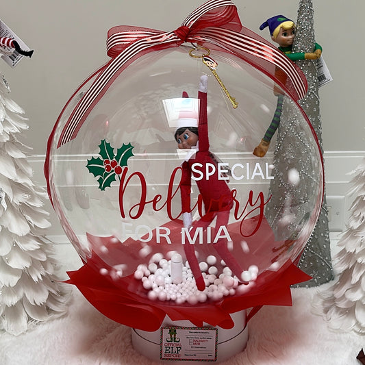 CUSTOM BALLOON - ELF SNOW GLOBE WITH FAN (PRICE DOES NOT INCLUDE ELF)