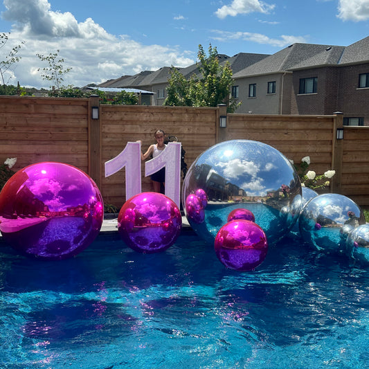 BIG SHINY INFLATABLE BALLS - HOT PINK