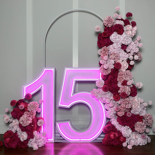 FLORAL CASCADE WITH LED MARQUEE NUMBERS