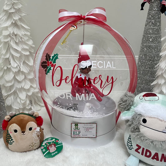 CUSTOM BALLOON - ELF SNOW GLOBE WITH FAN (PRICE DOES NOT INCLUDE ELF)