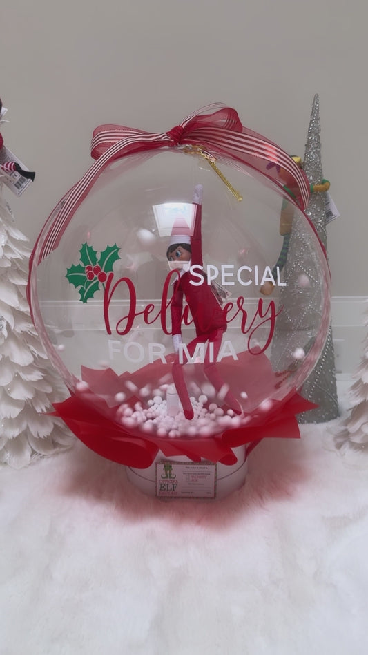 CUSTOM BALLOON - ELF SNOW GLOBE WITH FAN (PRICE DOES NOT INCLUDE ELF)
